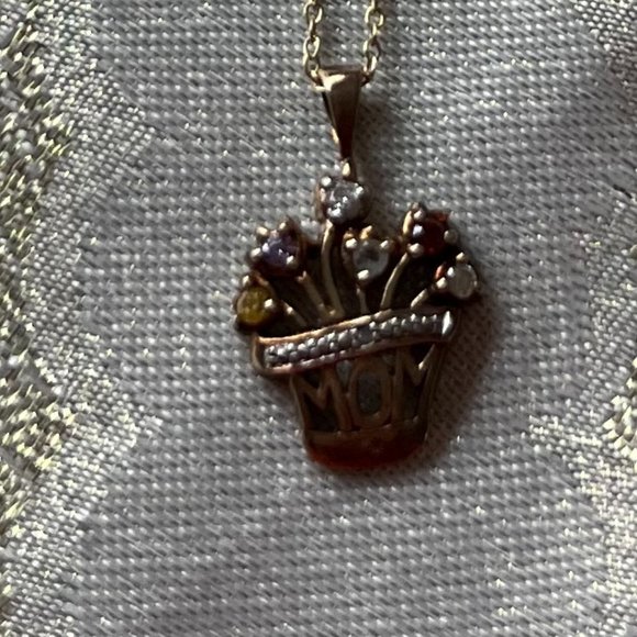 Mom!Diamond Necklace and pendent -5 different stones 925 Stamp on both - Picture 5 of 7